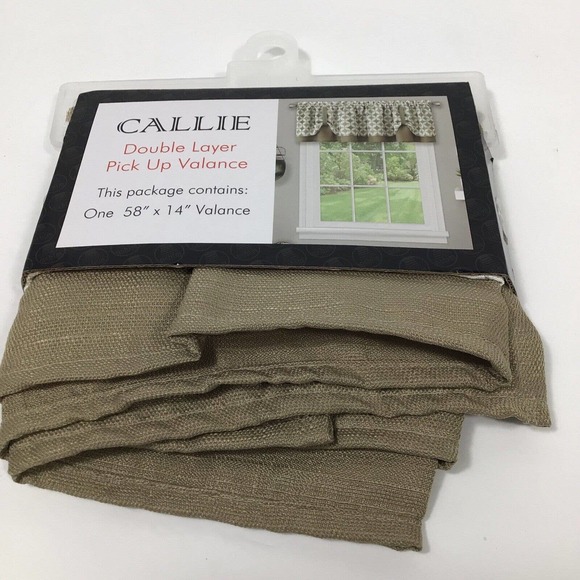 Callie Double Layer Pick Up Valance - 58x14 - Taupe/Silver - Picture 2 of 11